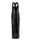 Retroféte 'bella' Long Dress With Wide Neckline And Sequined Details In Black