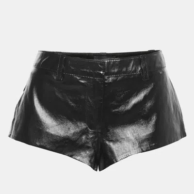 Retroféte Black Real Leather Hot Pants