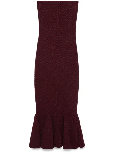 Retroféte Blerina Strapless Sparkly Knit Midi Dress In Metallic Port