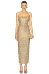 Retroféte Boa Dress In Iridescent Gold