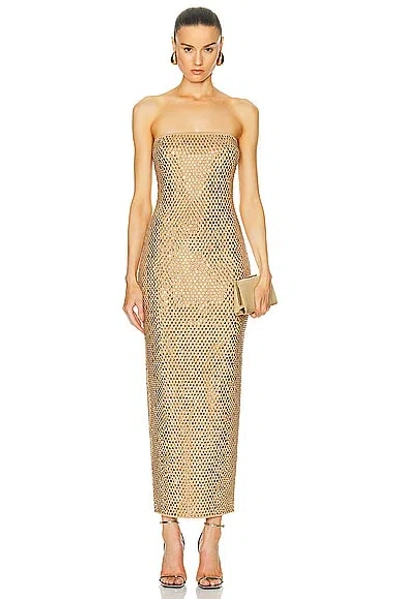 Retroféte Boa Dress In Iridescent Gold