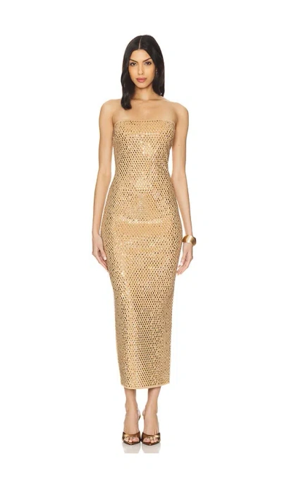 Retroféte Boa Dress In Iridescent Gold