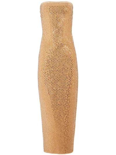 Retroféte Langes Strickkleid In Gold