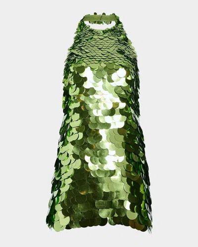 Retroféte Bondera Sequined Halter Mini Dress In Green