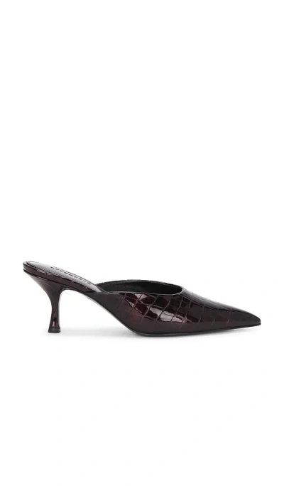 Retroféte Bonnie Leather Mule In Burgundy Croco