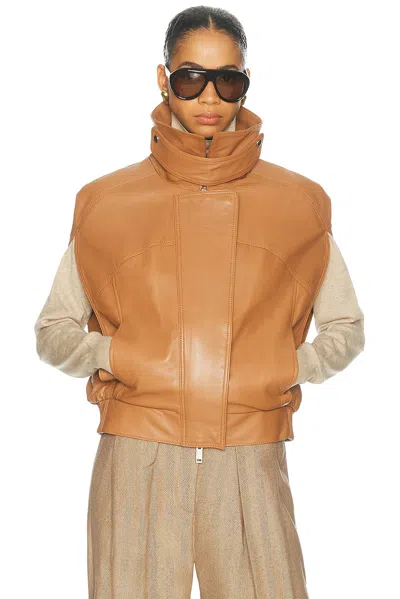 Retroféte Braxx Leather Cape Jacket In Bourbon