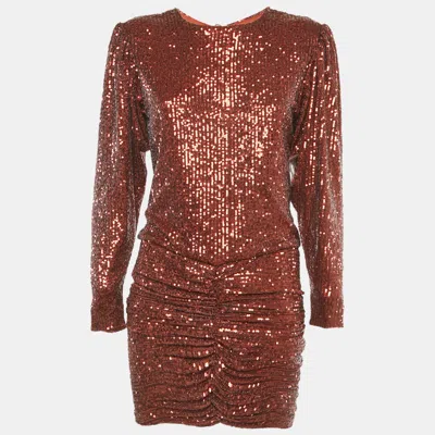 Retroféte Brown Sequin Flynn Ruched Mini Dress