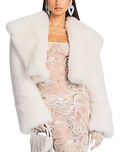 Retroféte Cadence Faux Fur Cropped Coat In White