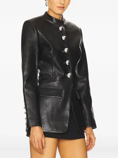 Retroféte Callandra Button-detailed Leather Jacket In Black
