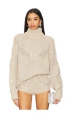 Retroféte Camden Embellished Turtleneck Sweater In Beige