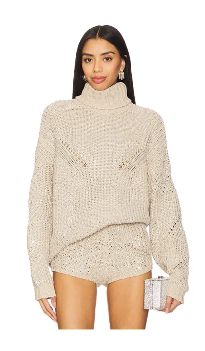 Retroféte Camden Embellished Turtleneck Sweater In Latte/silver