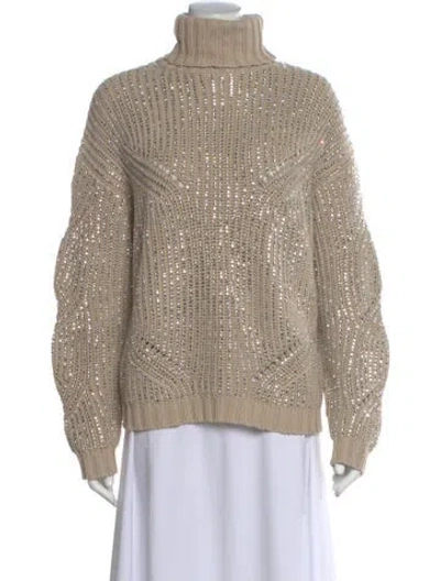 Pre-owned Retroféte Camden Embellished Sweater Turtleneck Sweater In Neutral