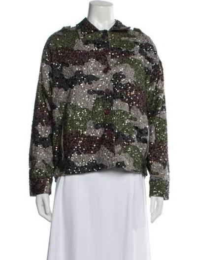 Pre-owned Retroféte Camouflage Print Evening Jacket In Green