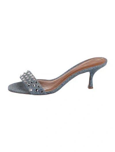 Pre-owned Retroféte Canvas Crystal Embellishments Sandals In Blue