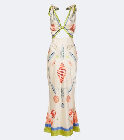 Retroféte Retrofête Carlotte Printed Silk-blend Satin Maxi Dress In Multicolor