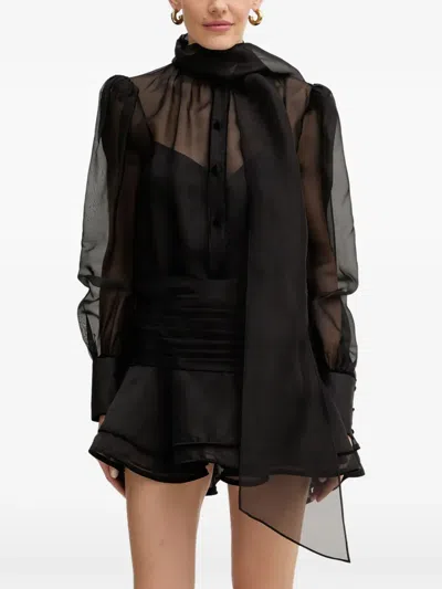 Retroféte Celandine Ruffled Mini Dress In Black