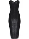 Retroféte Charlize Strapless Coated Knit Bodycon Midi Dress In Coated Black