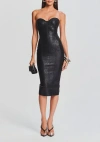 Retroféte Charlize Strapless Coated Knit Bodycon Midi Dress In Black