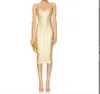 Retroféte Charlize Strapless Coated Knit Bodycon Midi Dress In Gold