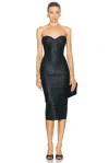 Retroféte Charlize Strapless Coated Knit Bodycon Midi Dress In Black