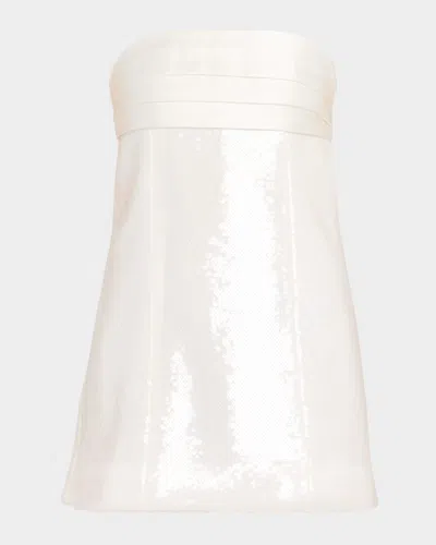 Retroféte Chentari Sequined Strapless Mini Dress In White