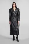 Retroféte Knightley Leather Trench Coat In Black