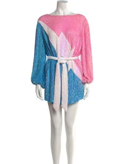 Pre-owned Retroféte Colorblock Pattern Mini Dress In Pink