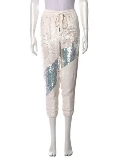 Pre-owned Retroféte Colorblock Pattern Skinny Leg Pants In Neutrals