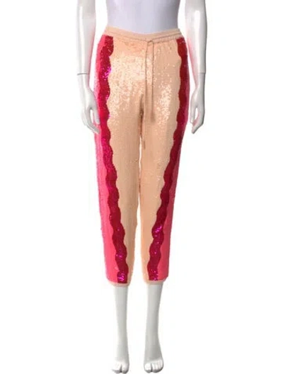 Pre-owned Retroféte Colorblock Pattern Skinny Leg Pants In Pink