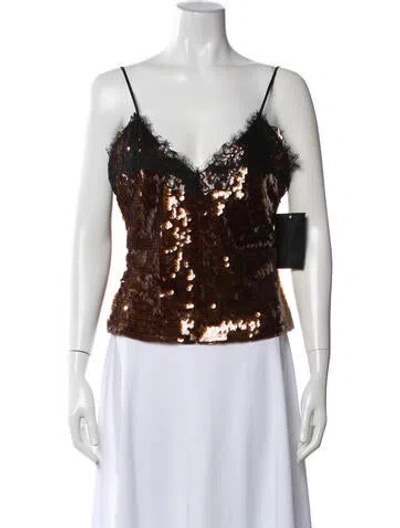 Pre-owned Retroféte Colorblock Pattern V-neck Top W/ Tags In Blue