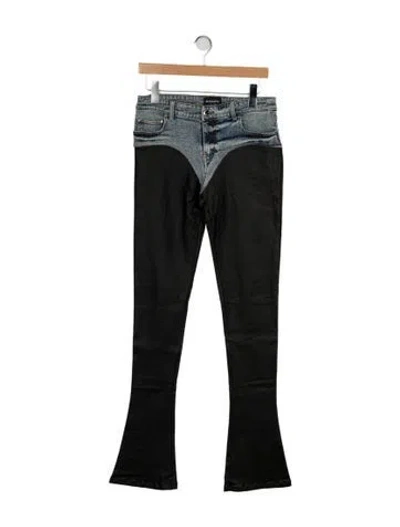 Pre-owned Retroféte Colorblock Pattern Wide Leg Pants In Black