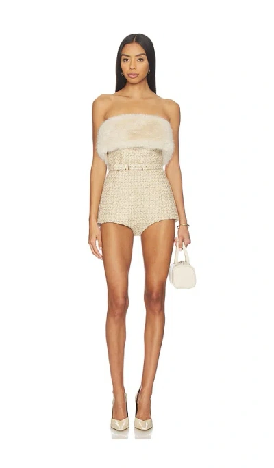 Retroféte Concetta Tweed Romper In Neutral