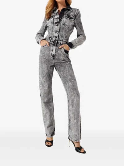 Retroféte Cora Buttoned Faded Jumpsuit In Gray
