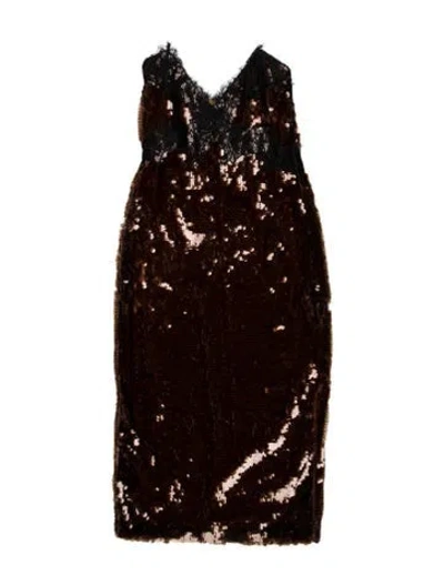 Pre-owned Retroféte Cowl Neck Knee-length Dress In Brown