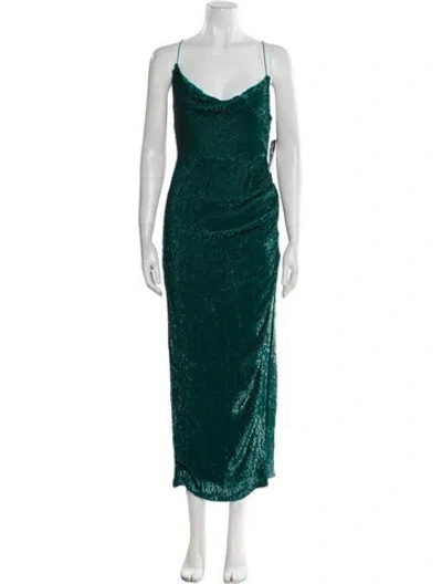 Pre-owned Retroféte Cowl Neck Long Dress In Green