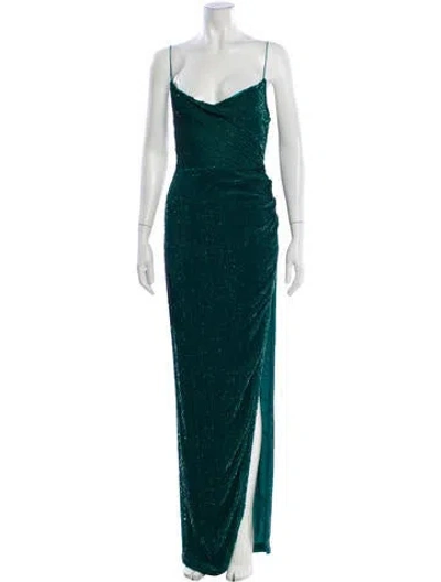 Pre-owned Retroféte Cowl Neck Long Dress In Green