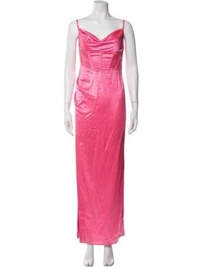 Pre-owned Retroféte Cowl Neck Long Dress In Pink