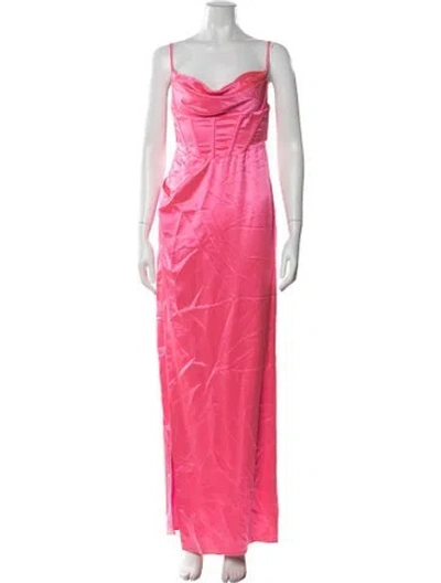 Pre-owned Retroféte Cowl Neck Long Dress In Pink