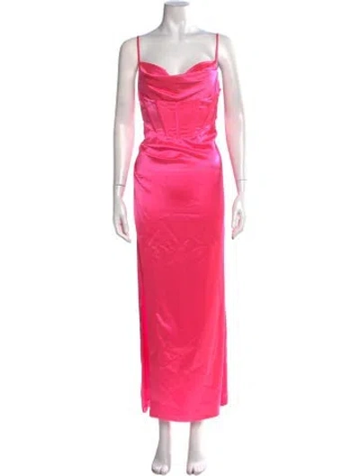 Pre-owned Retroféte Cowl Neck Long Dress In Pink