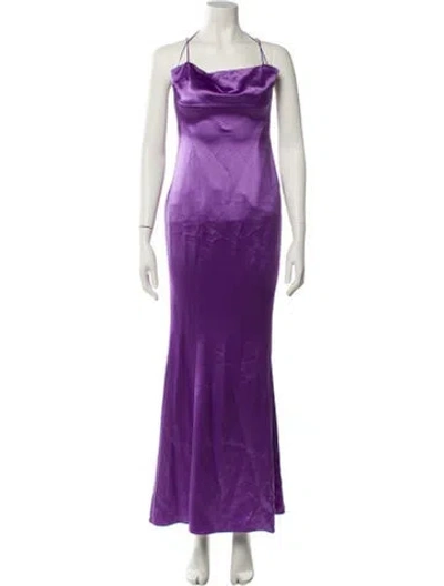 Pre-owned Retroféte Cowl Neck Long Dress In Purple