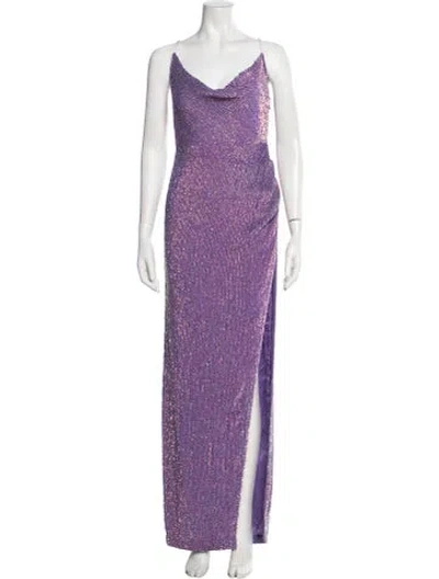 Pre-owned Retroféte Cowl Neck Long Dress In Purple