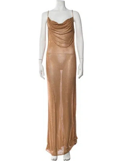 Pre-owned Retroféte Cowl Neck Long Dress W/ Tags In Brown