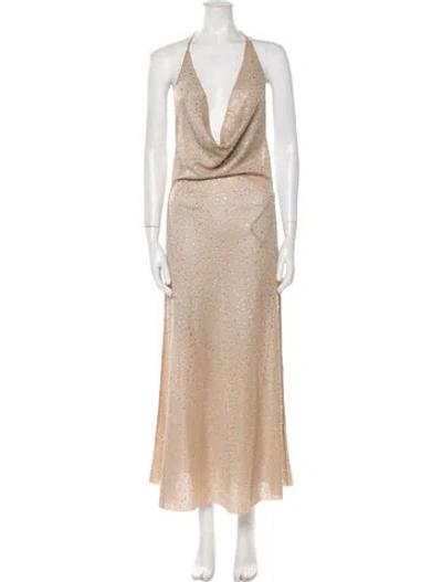 Pre-owned Retroféte Cowl Neck Long Dress W/ Tags In Neutral