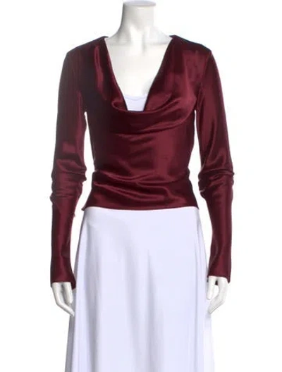 Pre-owned Retroféte Cowl Neck Long Sleeve Top In Burgundy