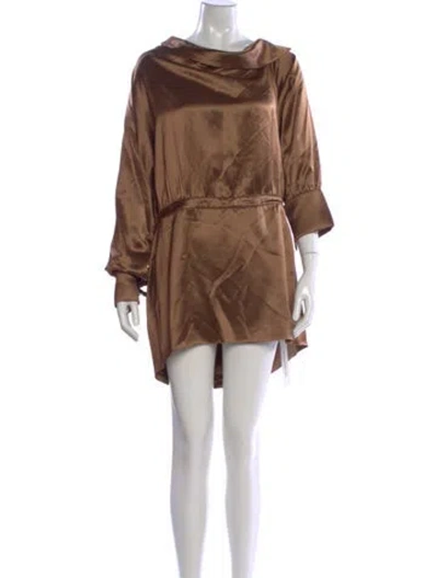 Pre-owned Retroféte Cowl Neck Mini Dress In Brown