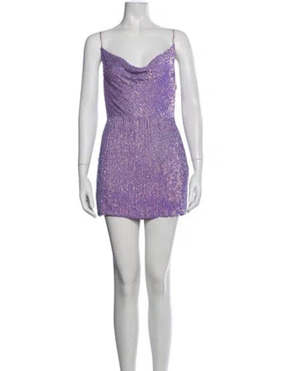 Pre-owned Retroféte Cowl Neck Mini Dress In Metallic/purple