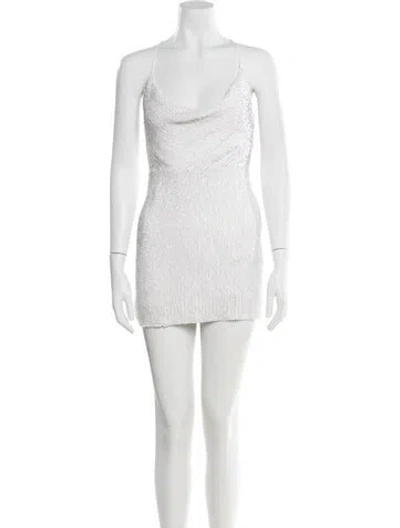 Pre-owned Retroféte Cowl Neck Mini Dress In Neutral