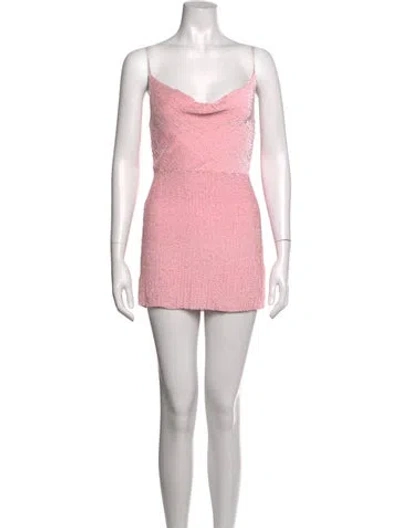 Pre-owned Retroféte Cowl Neck Mini Dress In Pink