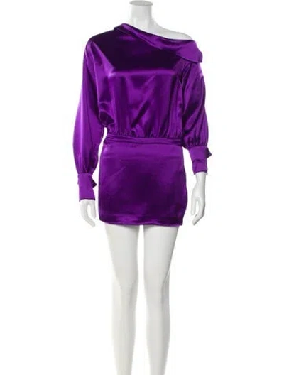 Pre-owned Retroféte Cowl Neck Mini Dress In Purple