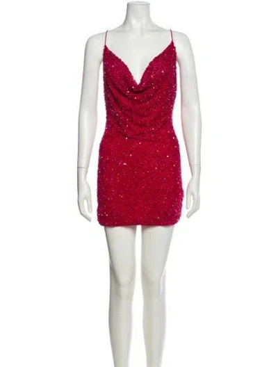 Pre-owned Retroféte Cowl Neck Mini Dress In Red